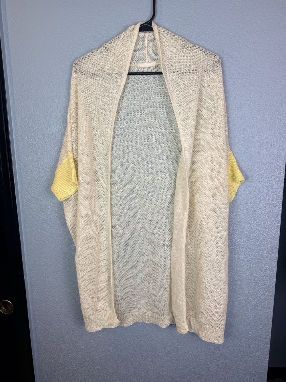 Studio CLIP Cardigan Sweater Womens Medium White Open Knit Dolman Sleeve